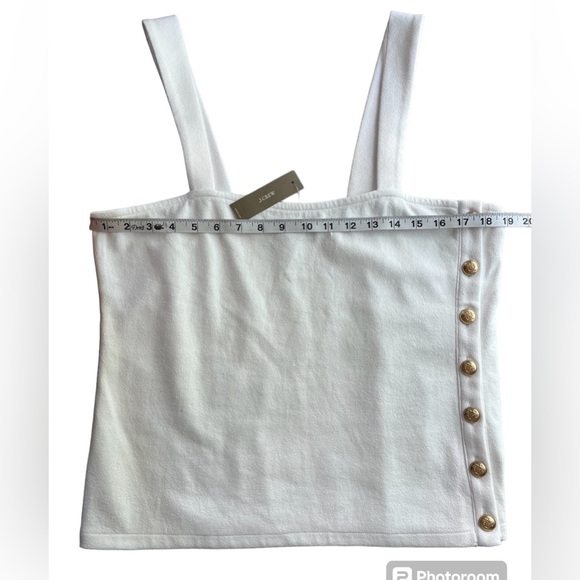 J.Crew NEW Cream Button tank top in cotton-blend bouclé Size Medium - Picture 8 of 11